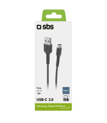 SBS USB C til USB A kabel. 1,5m. Sort