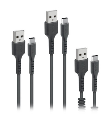 SBS 3-pak USB C kabler. Sort