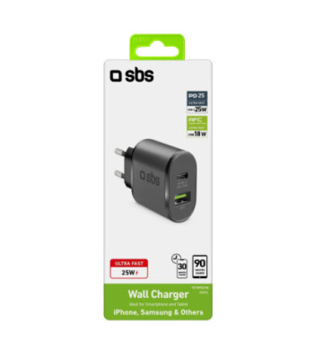 SBS 25W oplader. Sort